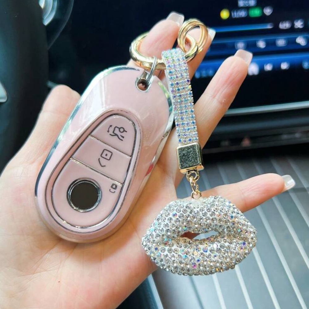 1pc Rhinestone Lips Design Keychain, Suitable As Gift - Picture 2 of 3